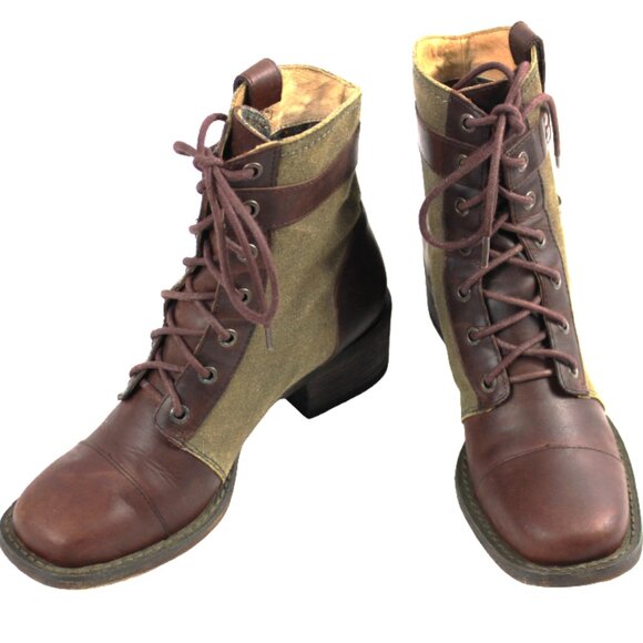 Durango World Traveler Lacer Oak Brown Vintage Leather Canvas Lace-Up Bo… - Picture 5 of 10